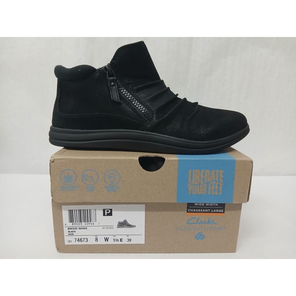 Clarks Cloudsteppers Breeze Range Black Ankle Boot 74673‎ Women's 8 Wide